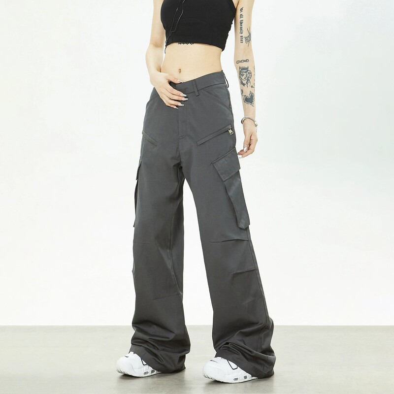Factory Dark Gray American-Style Casual Work Pants for Men and Women, Designed to Look Slimming, Wide-Leg Straight-Cut, High-End Dress Pants Factory Dark Gray American-Style Casual Work Pants for Men and Women, Designed to Look Slimming, Wide-Leg Straight-Cut, High-End Dress Pants