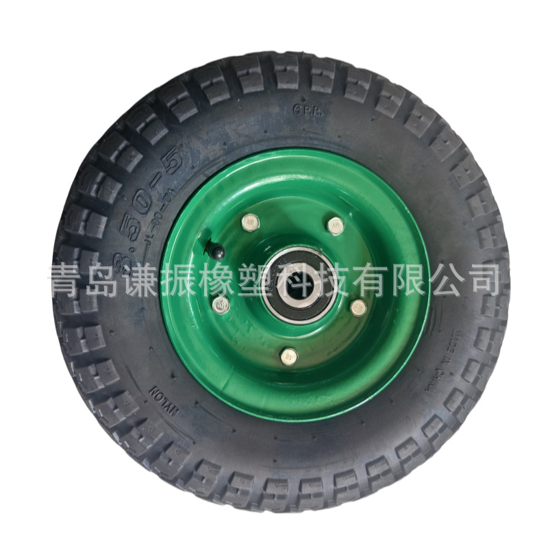 12工具车轮胎 4.10/3.50-5橡胶充气轮胎 铁轮毂手推车轮子