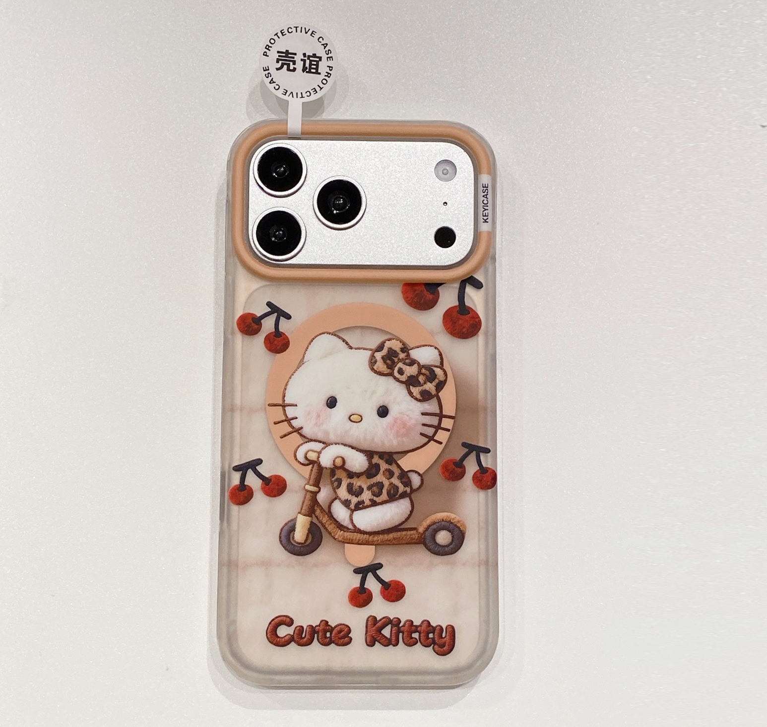 Funda para teléfono con diseño de gato KT, tacto de piel, compatible con Apple 17 Pro Max, iPhone 16, modelo popular, magnética 15P, estilo coreano 14/13