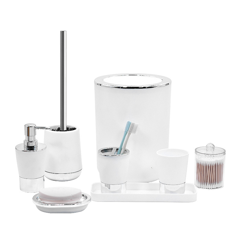 Baño de lujo ligero conjunto de artículos de higiene de baño de cuatro piezas conjunto de cepillo de dientes de baño contenedor de basura conjunto de baño ornamentos