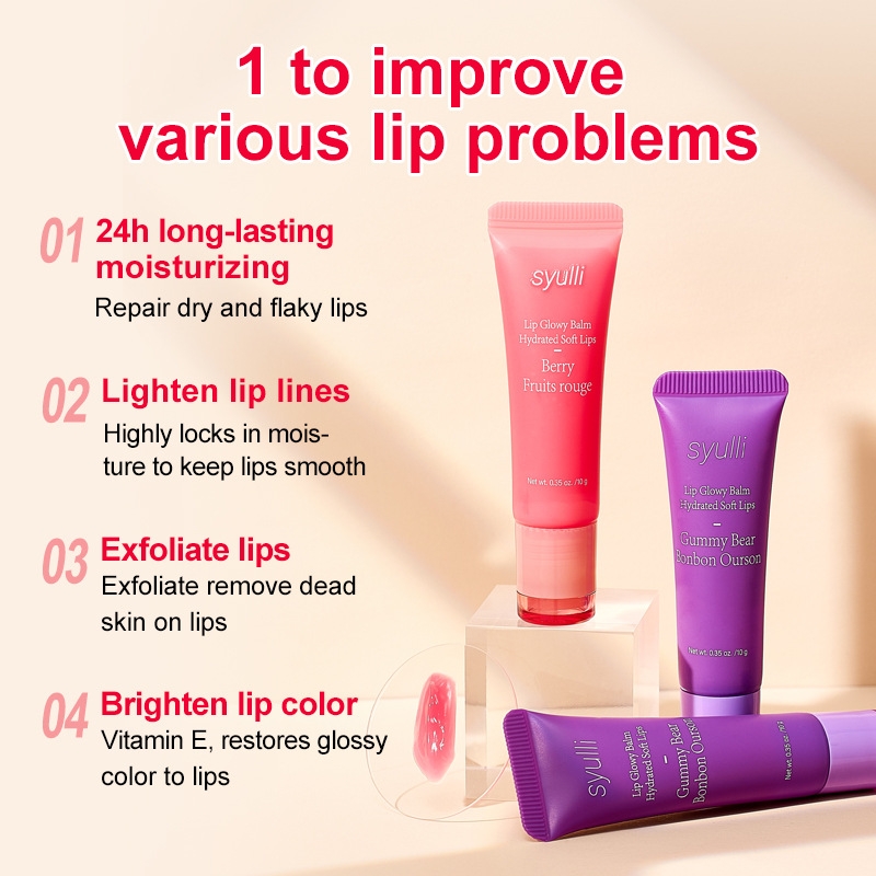 Cross-border wholesale color-changing lip balm for women, glossy lip gloss, moisturizing lip oil, fruit-scented, non-fading lip gloss, for a natural, no-makeup look.