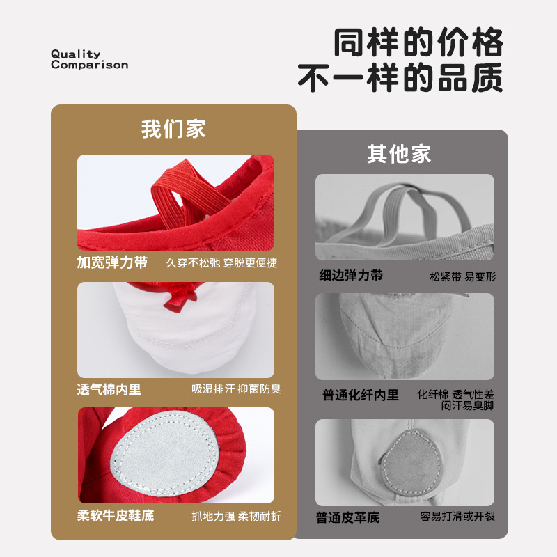 Zapatos de baile para niños y mujeres zapatos de práctica de garra de gato de suela suave niños y niñas prueba de danza china gimnasia zapatos de baile rojos