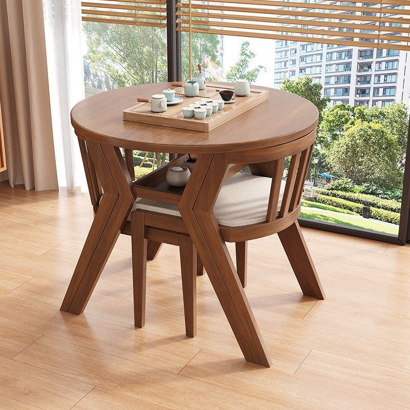 Salón de madera tronco balcón ocio mesas y sillas tres piezas conjunto pequeño conjunto de madera sólida mesa de té una mesa dos sillas mesa redonda combinación
