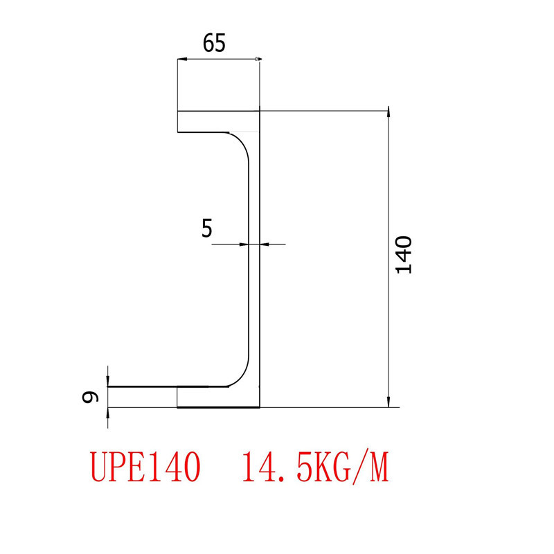 欧标槽钢UPE140规格140*65*5*9耐低温材质批发价格