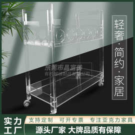 亚克力透明红酒推车酒店专用时尚有机玻璃手推餐车酒水饮料酒车
