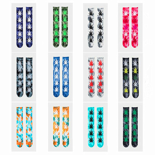 Autumn and winter indigo-dyed men's sports socks, European and American socks, high-top women's cotton socks, street fashion colorful socks, skateboarding 