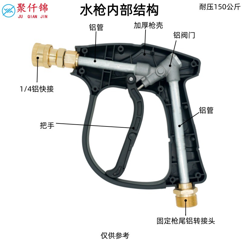 Cross-border hot-selling high-pressure water gun for car washing, red PA foam pot, snowflake foam spray pot, nozzle short gun set