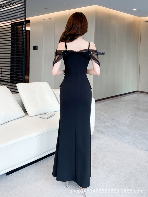 高级感时尚连衣裙气质V领收腰足浴夜店工服酒吧长裙夜店女装|undefined
