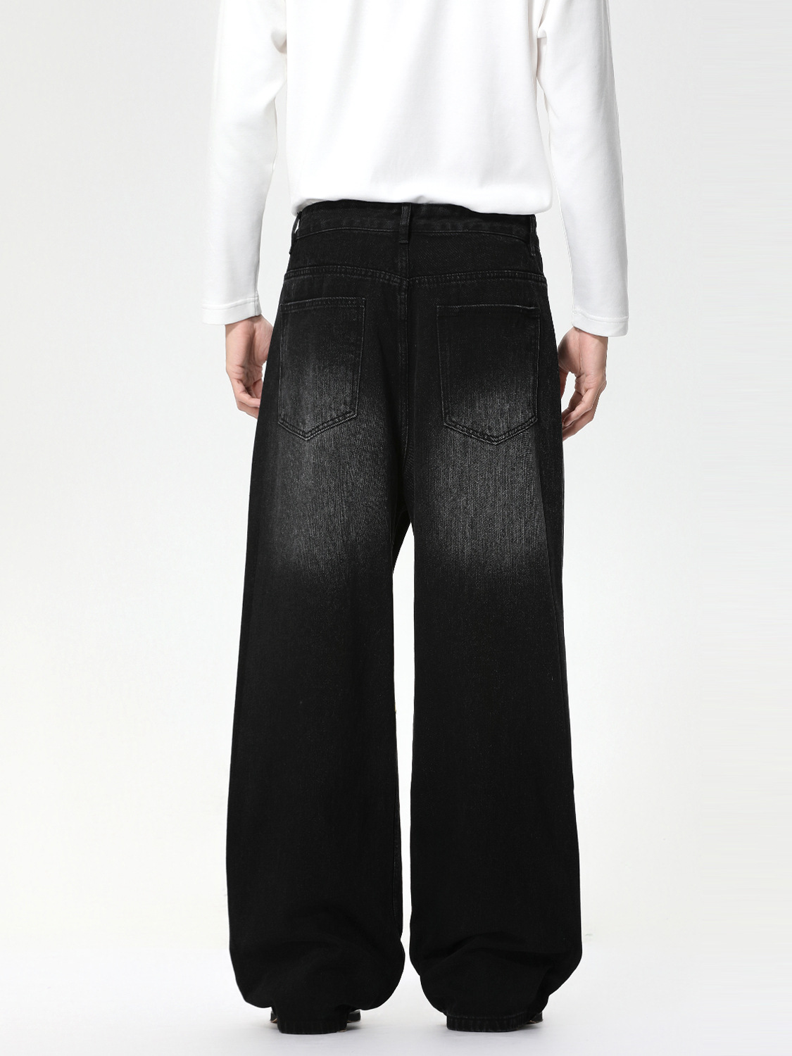 MTLCLOTHES Hombres| Corea del Sur sensación de flujo casual viaje blanco pulido oversize piernas anchas lavados jeans de moda