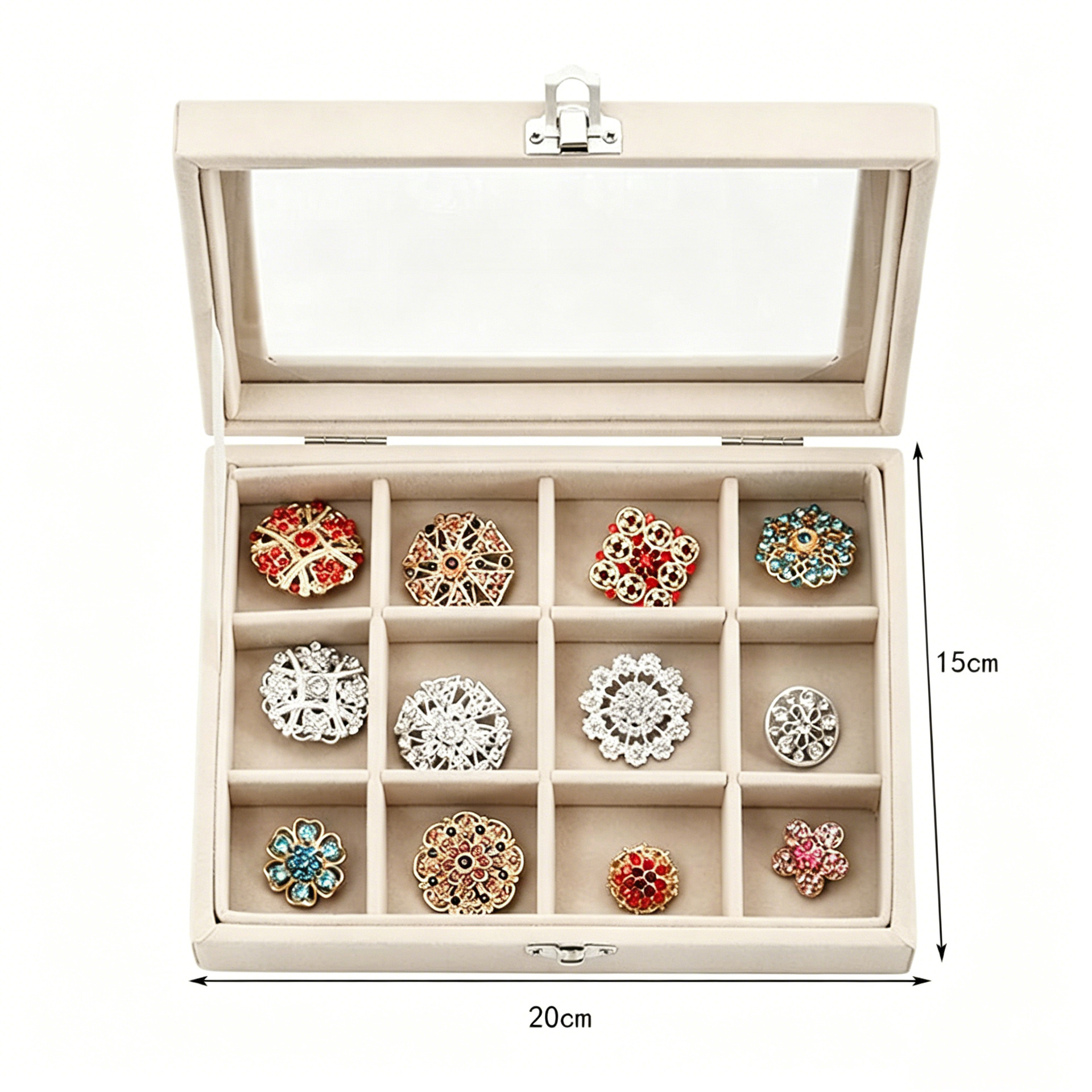 Ventana abierta caja de joyería pendientes collares de clasificación caja de almacenamiento de joyería caja de acabado de joyería casera caja de almacenamiento gris image 13