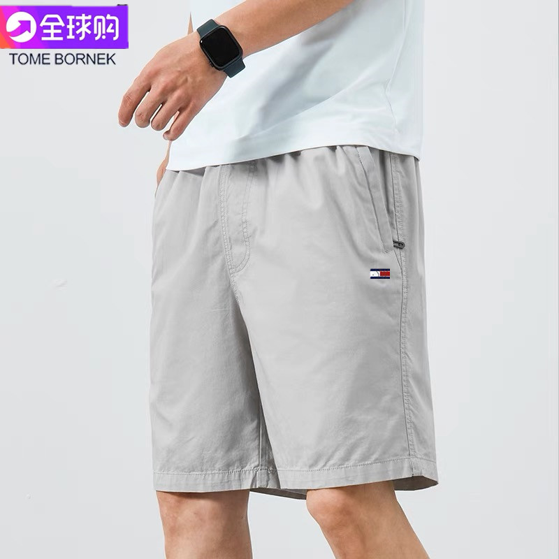 正品汤米夏季纯棉五分裤男士休闲百搭宽松沙滩裤纯棉短裤潮流舒适