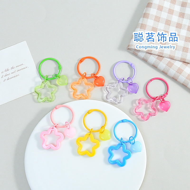 Creative Colorful Five-Pointed Star Keychain Pendant, Fresh and Versatile Bag Accessory, Decorative Small Gift Ornament Wholesale