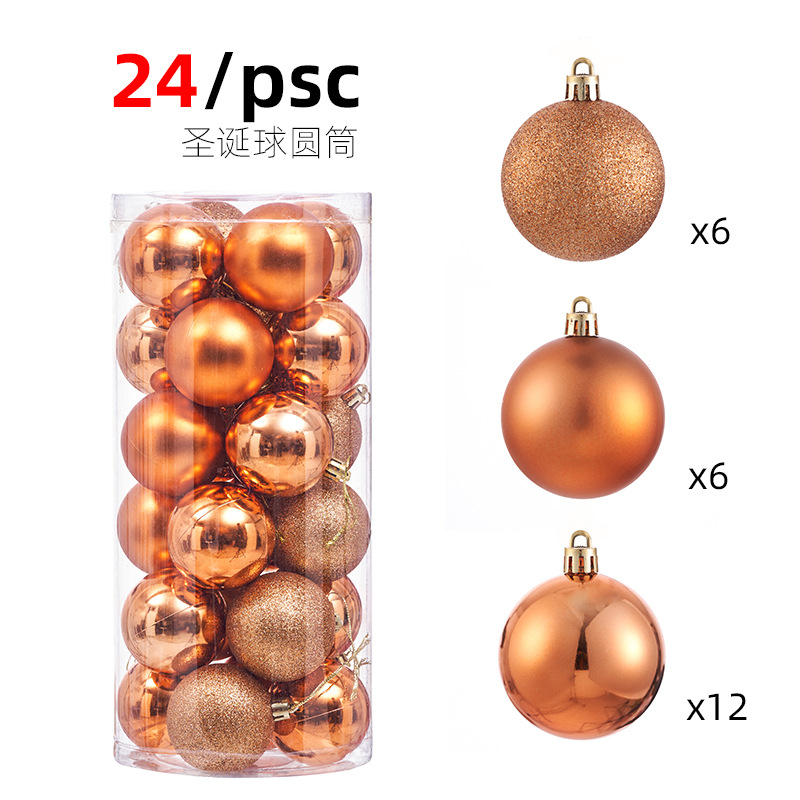 Adornos de Navidad 3/4/6/8cm24 juego de bolas de Navidad bolas de colores bolas de plástico galvanizado colgante de árbol de Navidad