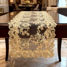 欧式网纱镂空桌旗纱绣婚宴会派对奢华装饰家居氛围感桌面防尘盖布