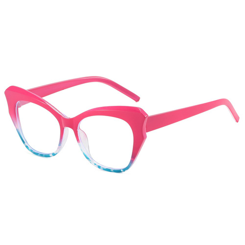 猫眼平光镜渐变拼色撞色防蓝光2024新款时尚欧美眼镜框简约眼镜架