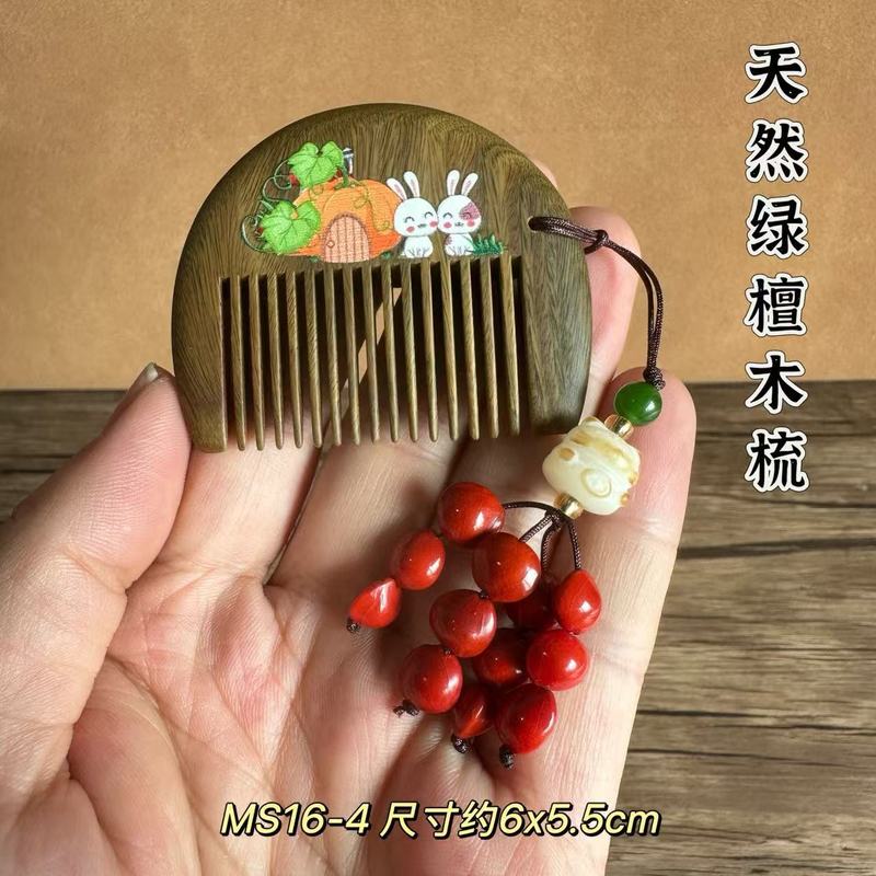 緑檀の小さな櫛、彩りを施した木製の櫛、携帯用ベビーカツラ、ウサギの漆芸櫛、漫画の子供用ギフト、卸売|undefined