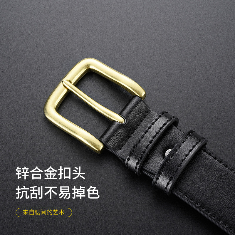 Cinturón casual para hombres hebilla de aleación de zinc sólido hebilla de Cinturón de piel de vaca de dos capas hebilla dorada estilo clásico Retro