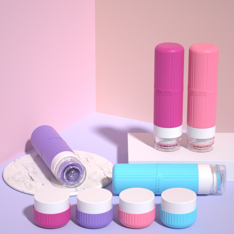 出差便携八合一面霜瓶 挤压式身体乳沐浴露洗发水硅胶旅行分装瓶