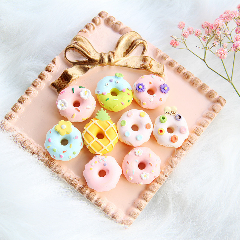 Resin healing color donut food play accessories wholesale DIY cream phone shell material children's hair accessories play house