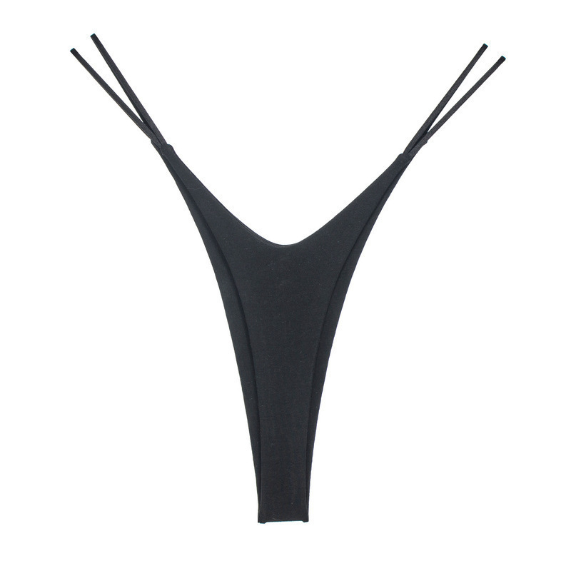 2022 new sexy high slit thong cotton women's double-layer bikini style underwear European and American sexy thin strap
