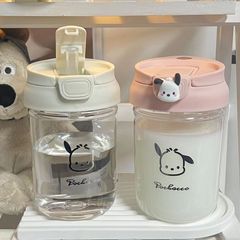 時尚小清新塑料吸管杯 耐高溫防爆女生便攜可愛狗狗印花喝水杯子