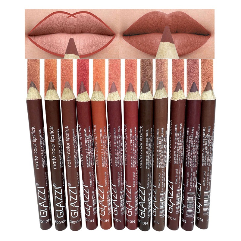 Nuevo producto GLAZZI, delineador de labios de 12 colores, mate, lápiz labial mate para maquilladores, delineador de labios.
