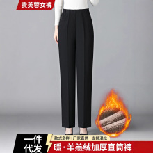 2025新款中老年女裤加厚妈妈棉裤冬季加绒保暖羊羔绒高腰直筒裤