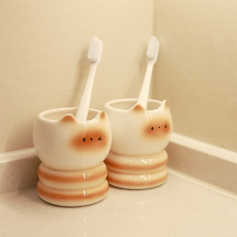 SHANN cerámica cerámica cubierta taza conjunto de baño casero cepillo de dientes caja de almacenamiento de pasta de dientes pareja taza de niños