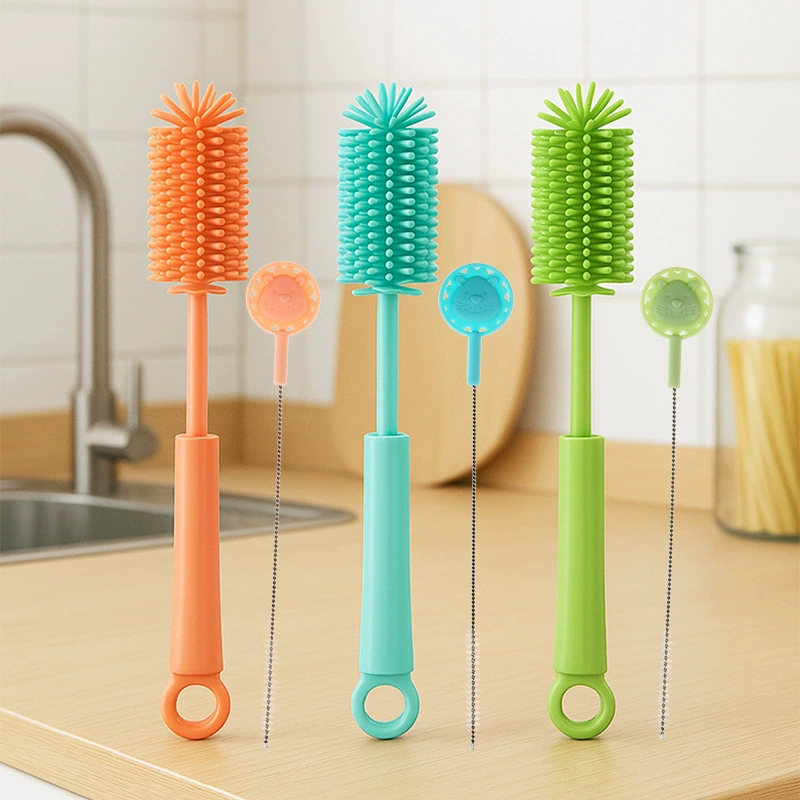 Набор щеток для детских бутылочек, набор из трех предметов: соска для бутылочки и щетка для соломинки, силиконовая щетка для бутылочек