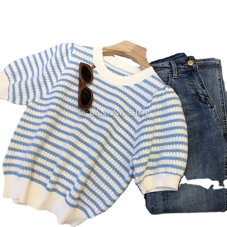 Rainbow knitted summer sweater
