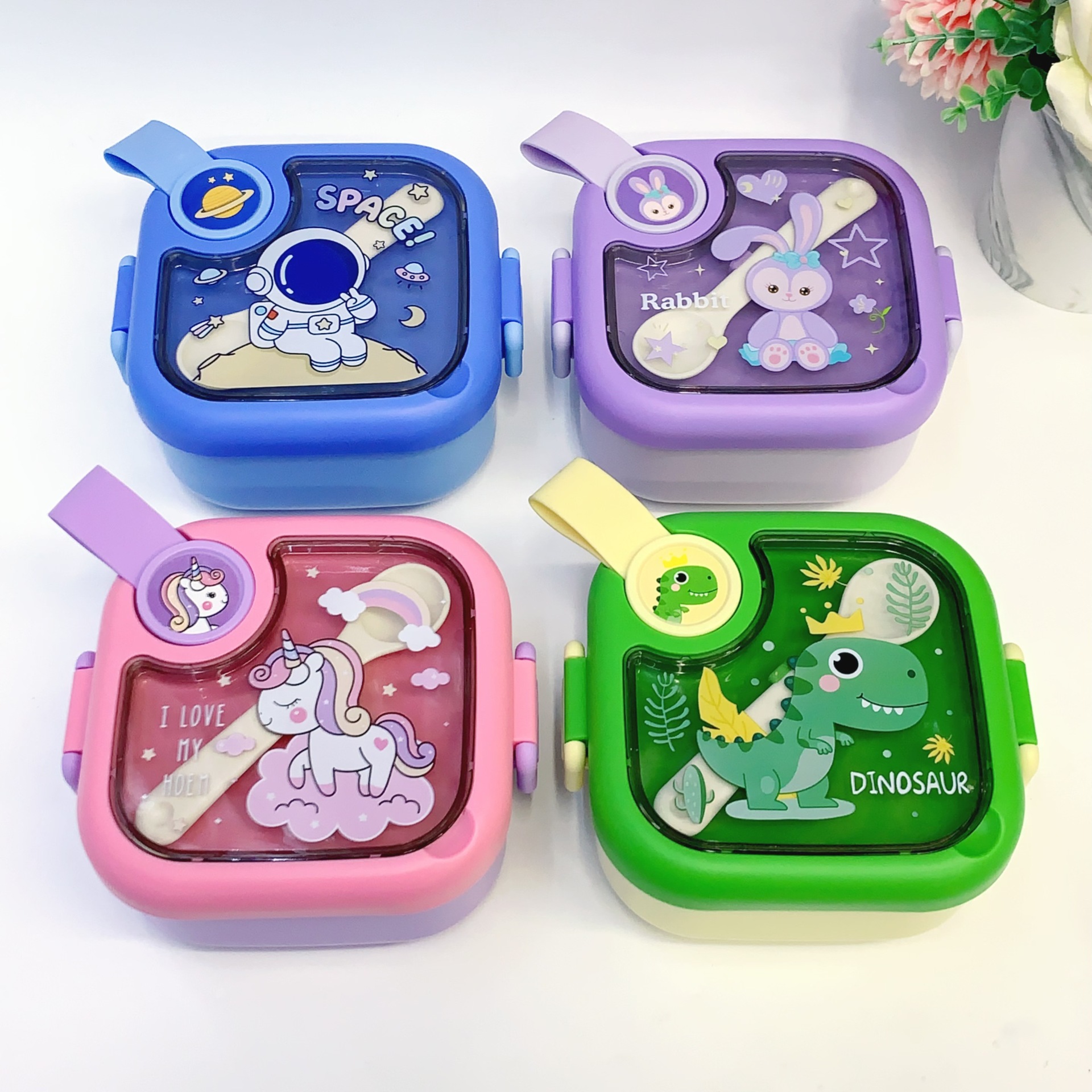 304 stainless steel baby food bowl cartoon cute portable yellow duck baby tableware set box insulation