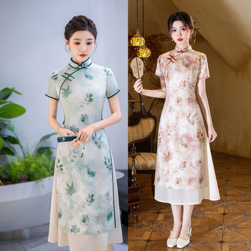 民族風奧黛旗袍裙2025春夏新款改良新中式遮肉顯瘦日常可穿奧黛裙