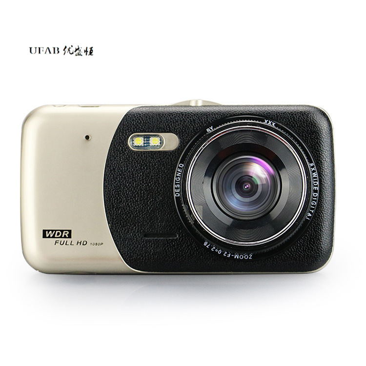 4.0英寸金属隐藏式行车记录仪高清1080p前后双镜头厂家现货批发