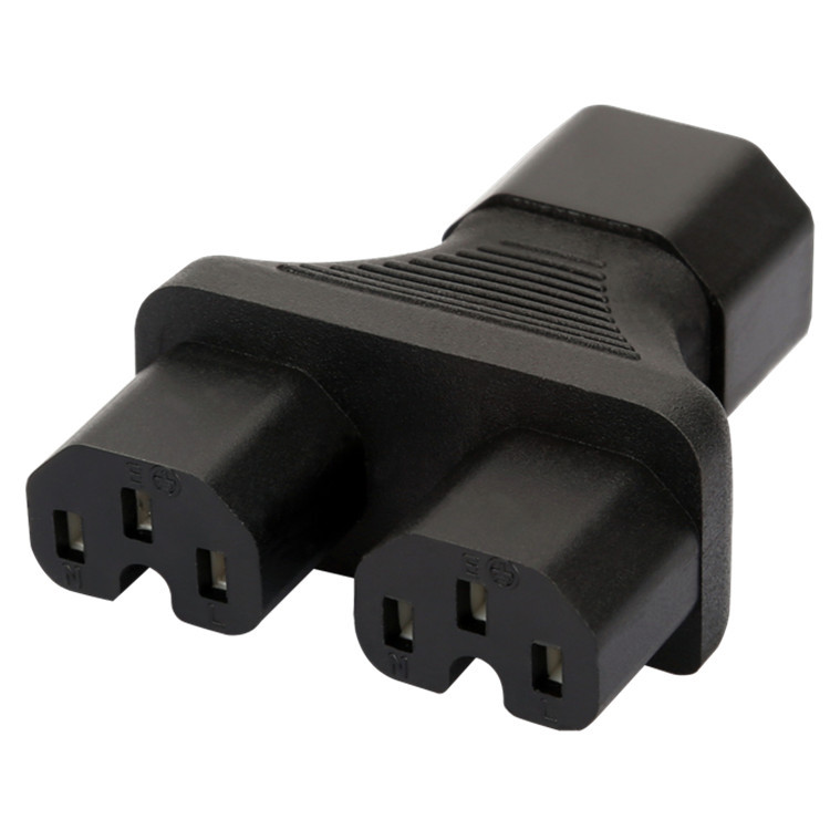 WA-0126电脑品字形机箱分叉 一分二转换器 C14转两个C15 带凹槽