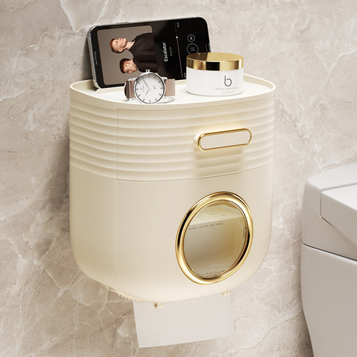 Bluecore Hole-Free Waterproof Toilet Paper Holder Bathroom Tissue Dispenser Bathroom Toilet Paper Rack Tissue Box