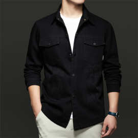 春秋新款夹克男休闲翻领工装外套潮流青年2024年高档男装时尚上衣