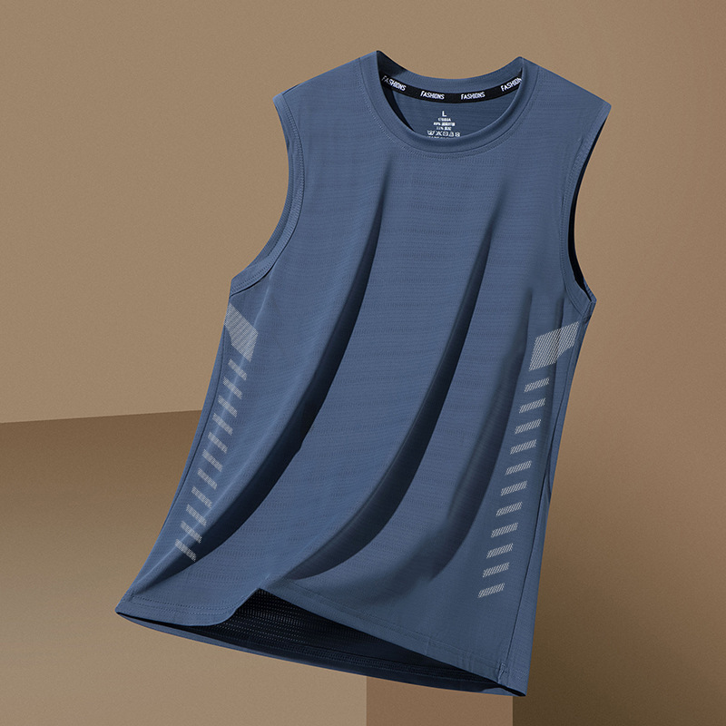 2026 New Style Ice Silk Vest T-Shirt for Men, Summer Loose Fit, Sports Fitness Quick-Dry Sleeveless Thin Tank Top