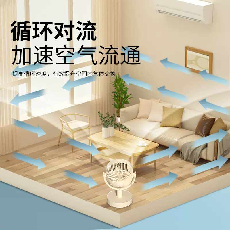 USB空调扇空气循环扇家用智能摇头落地扇电风扇风扇