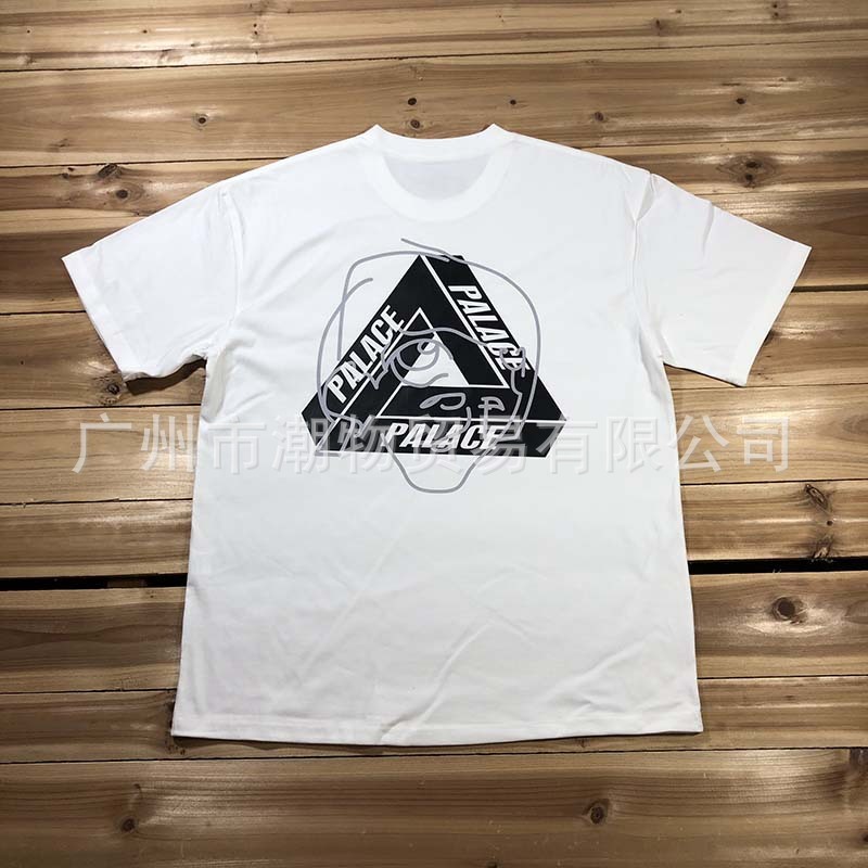 クラシックハイストリートルーズファントム溶解三角形落書きプリント半袖Tシャツ男性と女性のための純綿パレス半袖|undefined