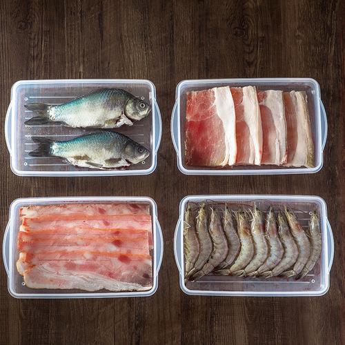 Thin-cut meat preservation box imported from Japan, fish and seafood frozen storage box, plastic sealed refrigeration box with lid
