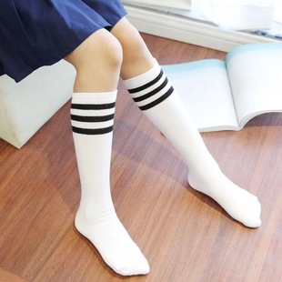 Spring and Summer Student Three-Stripe Mid-Calf Socks Casual Dance Cheerleading Performance Half Socks Japanese Style Preppy Style Stockings