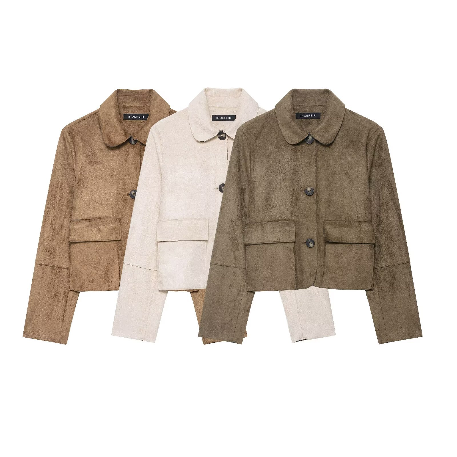 Qadın qısa süet effektli jaket - payız modeli