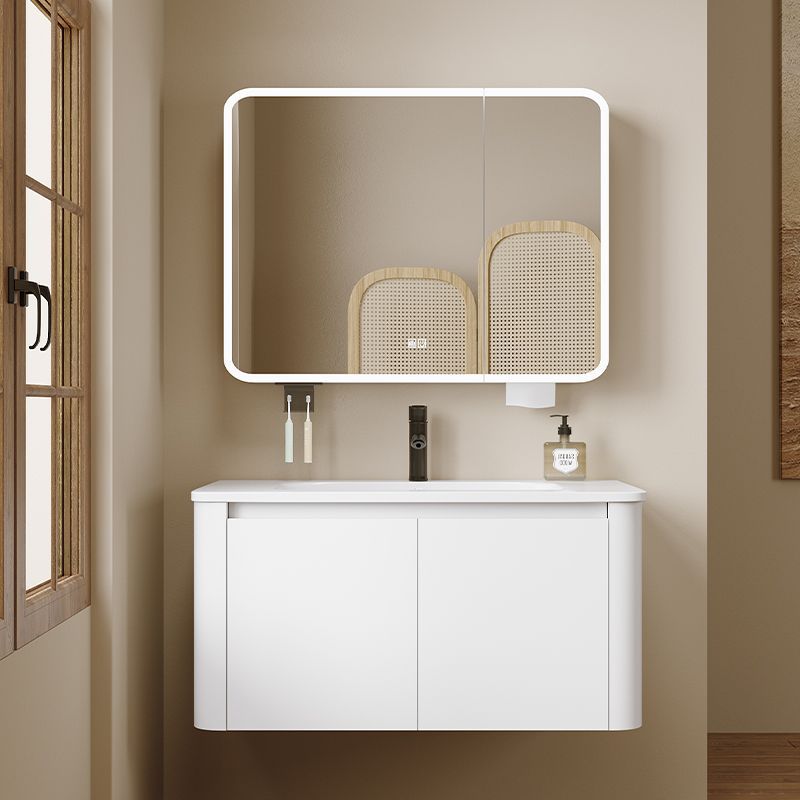 Thickened Space Bathroom Cabinet Cream Combination Rounded Corner Wash Basin Bathroom Wash Basin Integrated Ceramic Wash Basin