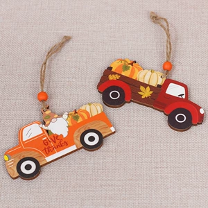 Fall Harvest Festival Wooden Pumpkin Car Decoration Gift Hanging Ornament