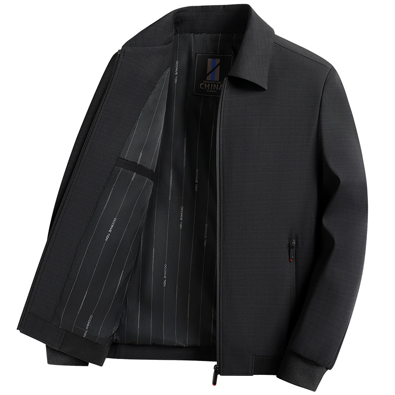 Men's executive jacket for spring autumn, high-end business casual men's wear, middle-aged and elderly dad collar top_voghion.com