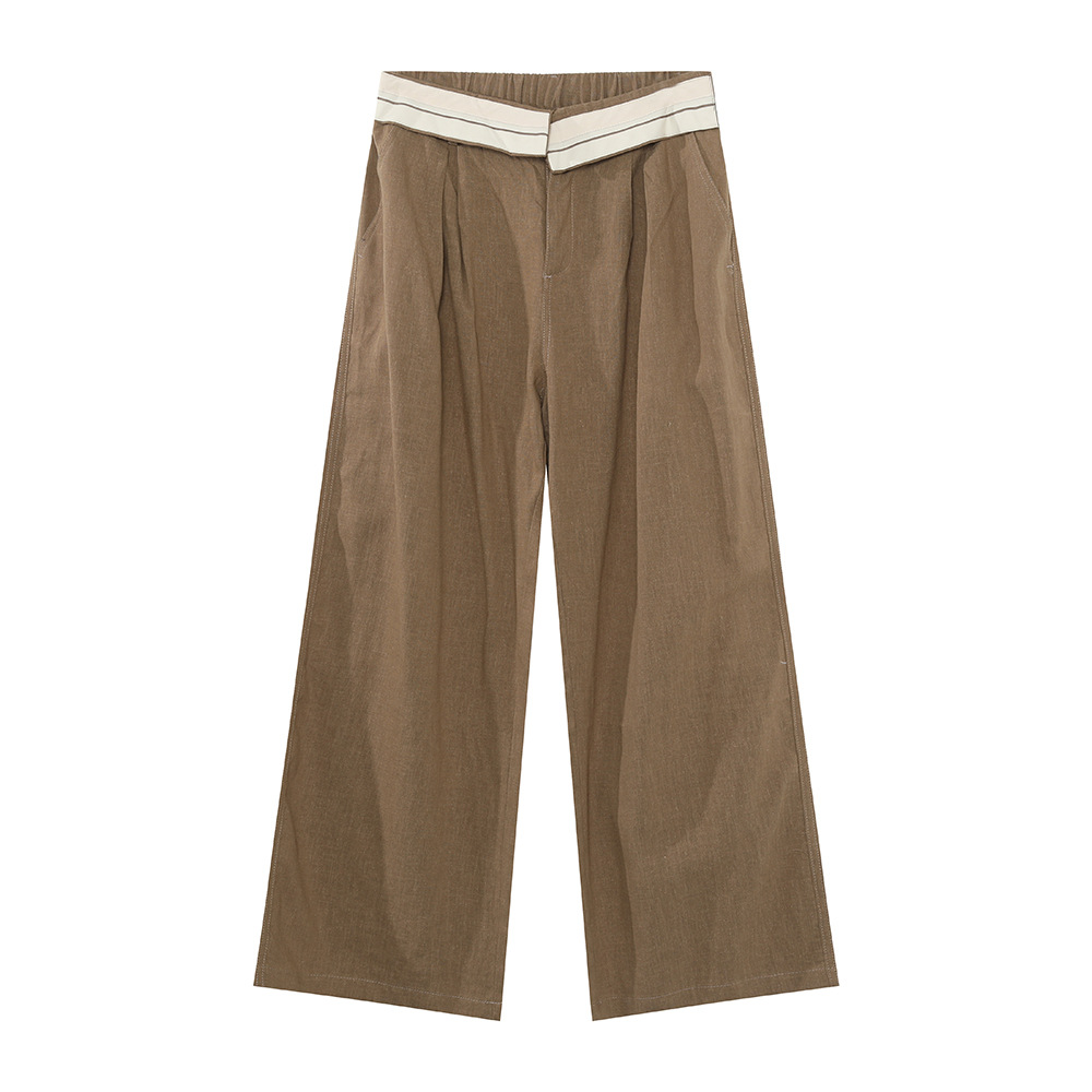 MTLCLOTHES Hombres| Coreano minimalista básico camisa de ramie de color sólido pantalones casuales con traje de viaje universal