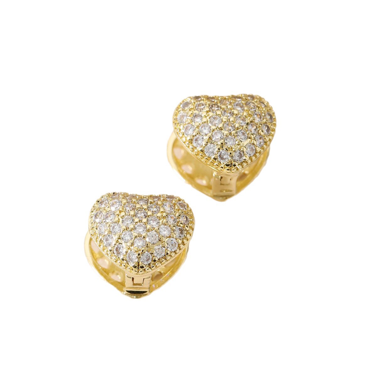 Heart Shape Pattern 1 Pair Elegant Simple Style Heart Shape Copper Zircon Hoop Earrings