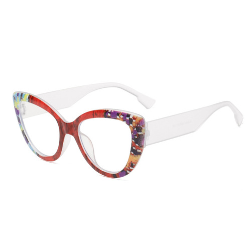 2024 new cross-border color anti-blue light cat eye glasses European and American fashion internet celebrity ins style flat light glasses BL6863
