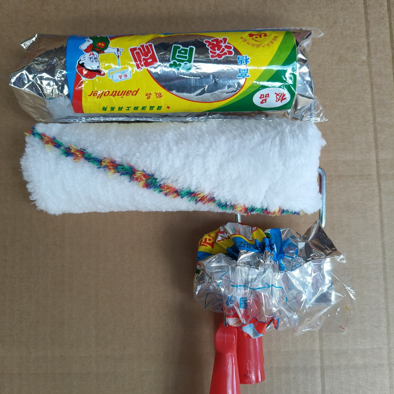 批发9寸长毛涤纶大彩条滚筒刷内外墙滚筒刷化纤滚筒涂装滚筒刷