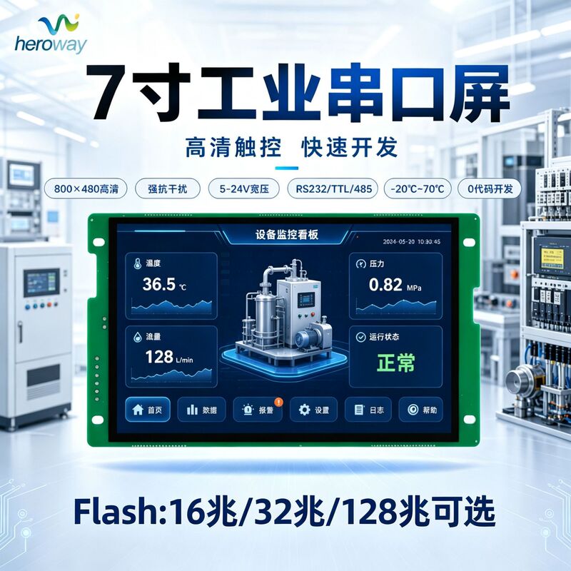 Factory direct supply 7inch serial screen industrial-grade LCD display module with optional Flash 16MB/32MB/128MB Factory direct supply 7inch serial screen industrial-grade LCD display module with optional Flash 16MB/32MB/128MB